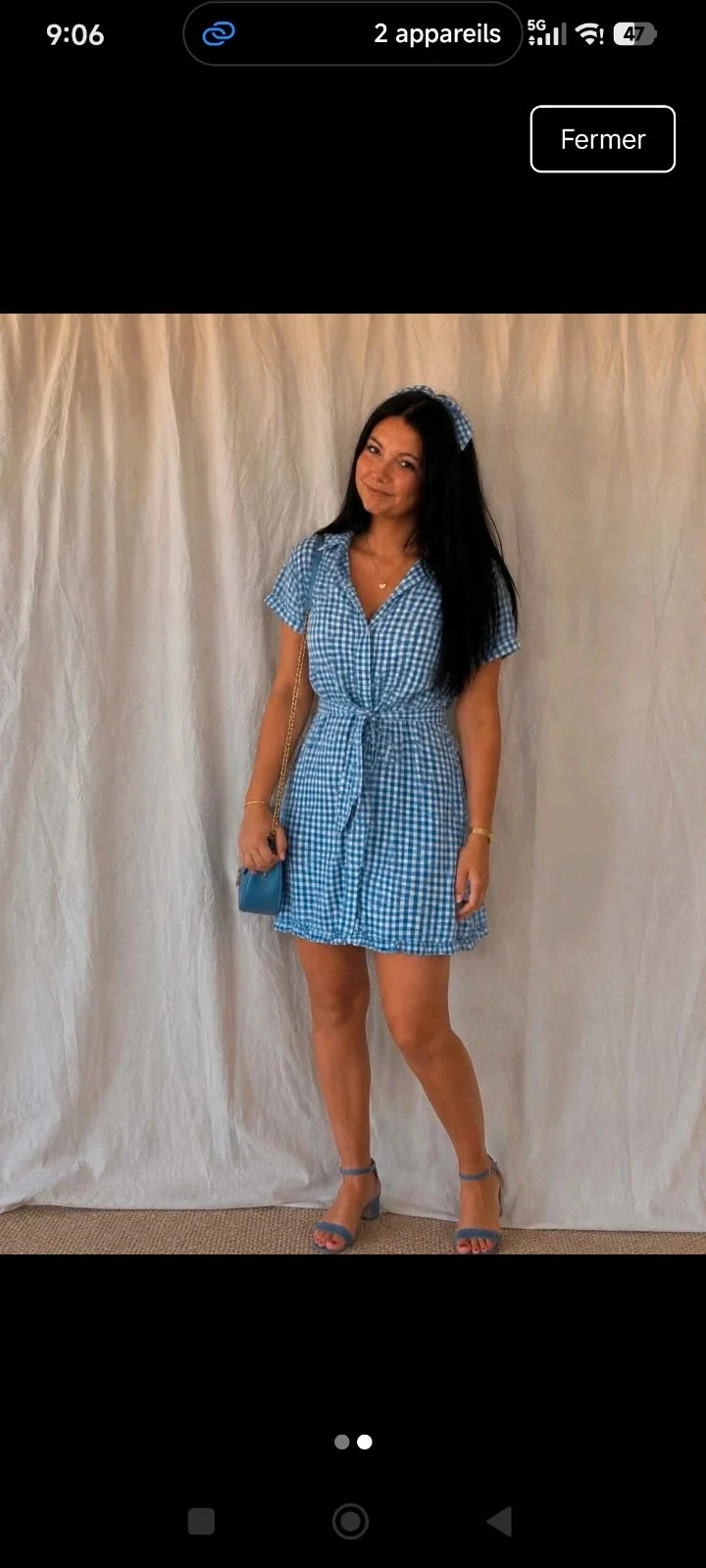 Robe d'été vichy bleue taille S
